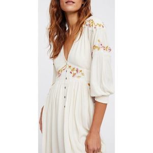 Free People People Day Glow Embroidered Midi Dress Size XS